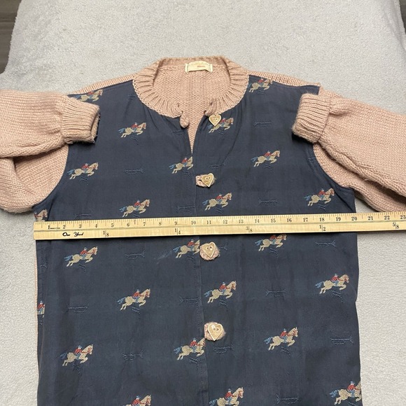 Vintage Hand Knit Cardigan Sweater Womens Large Horse Equestrian 80s Cottage - Picture 5 of 10